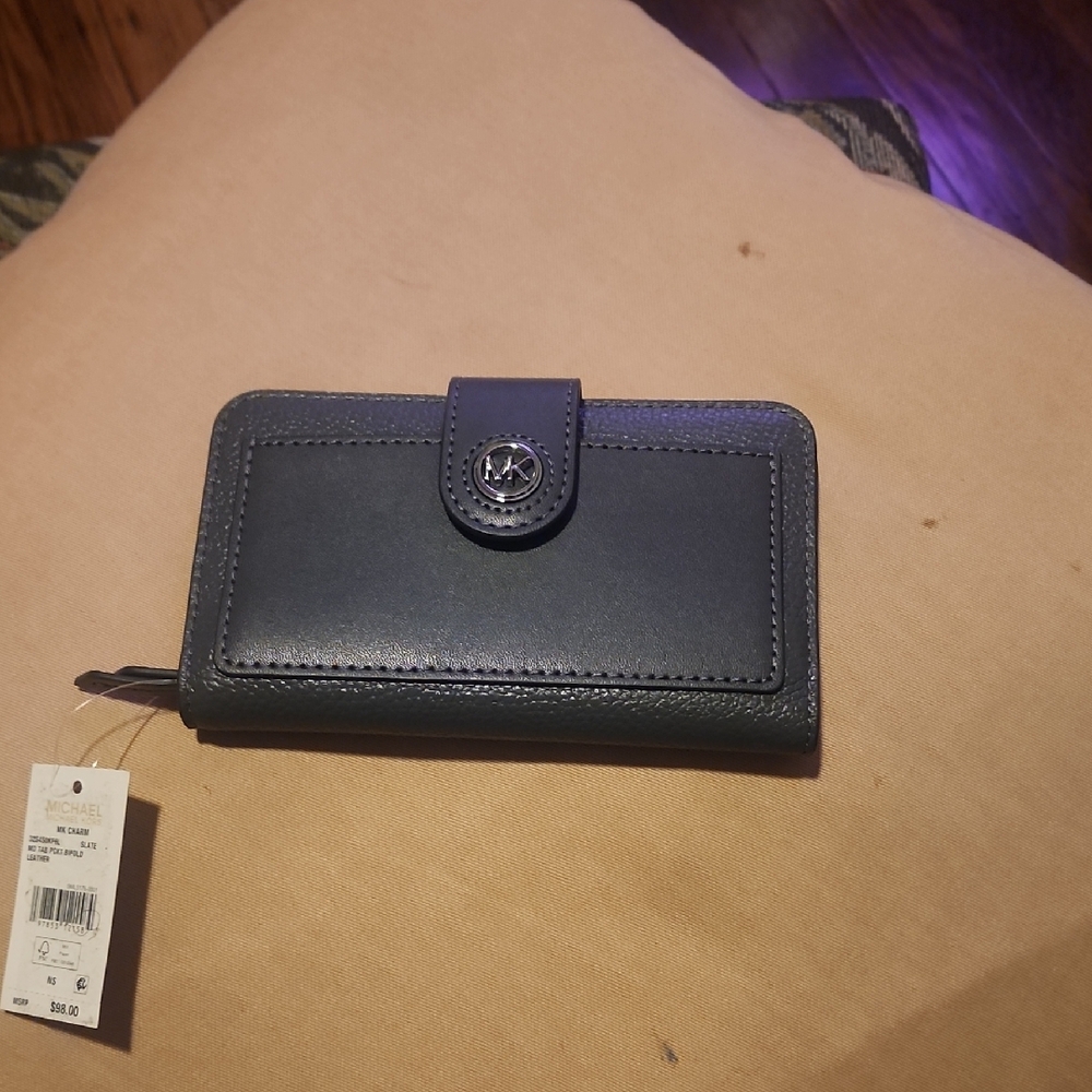 Michael Kors Grey Wallet with Snap Closure